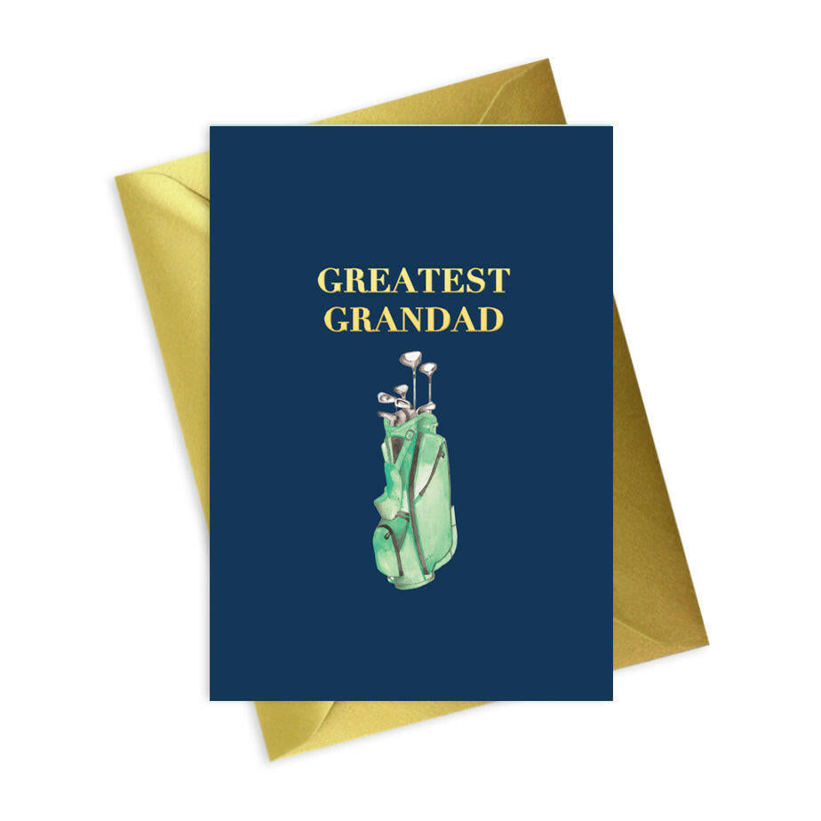 Navy A6 Foiled Greeting Card Golf Greatest Grandad Greeting & Note Cards Crumble and Core   