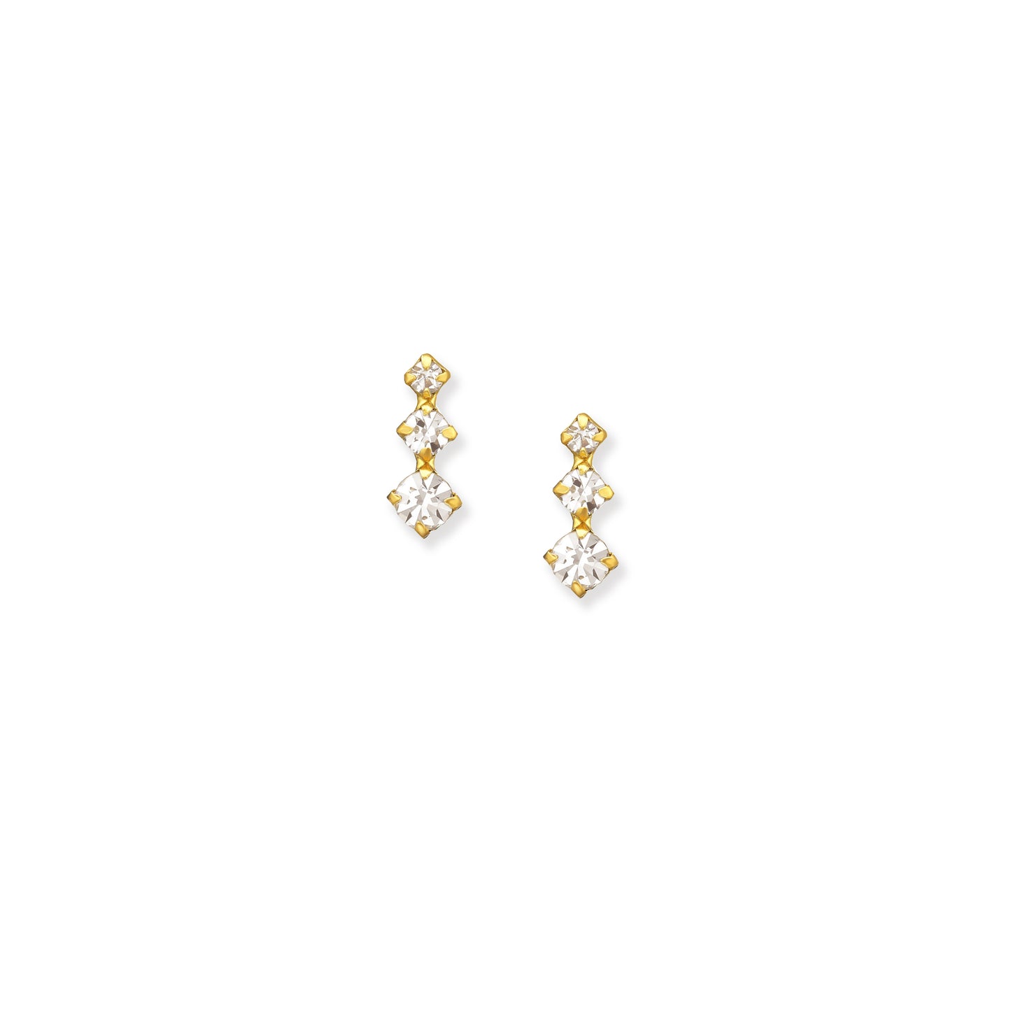 Gold CZ Triple Drop Ear Stud - Elegant Jewellery for Any Occasion