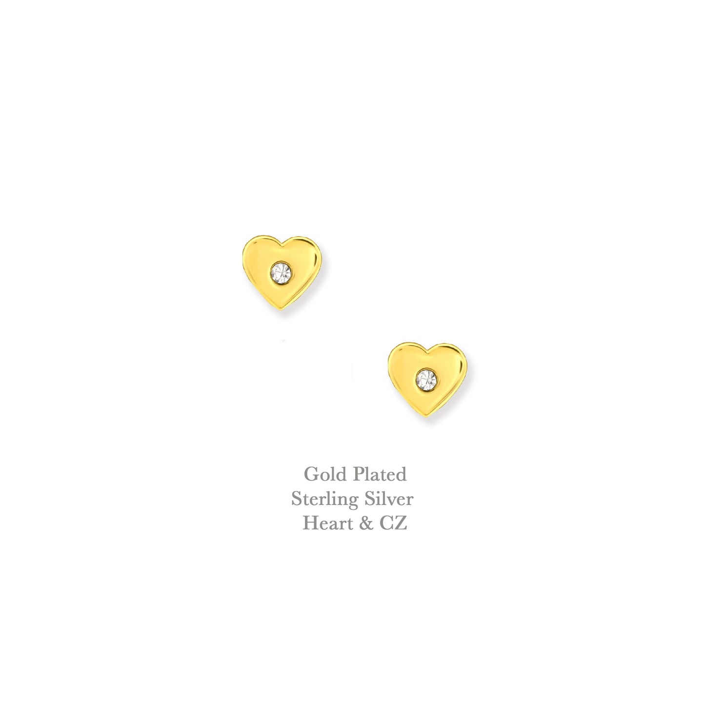 Gold Plated Heart & CZ Stud Earrings on Crumble Babe Bestie-Boxed Gift