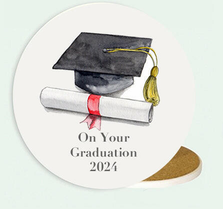 Ceramic Coaster - Graduation Mortar Board Coasters Crumble and Core   