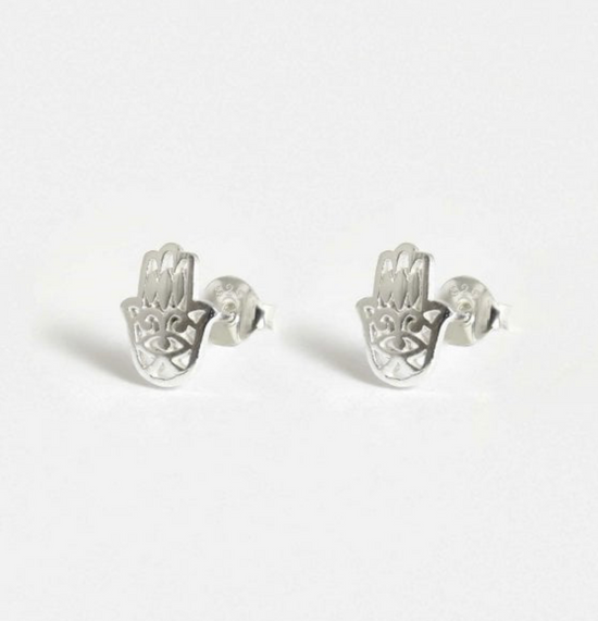 Hamsa Silver Ear Studs All Products Crumble and Core   