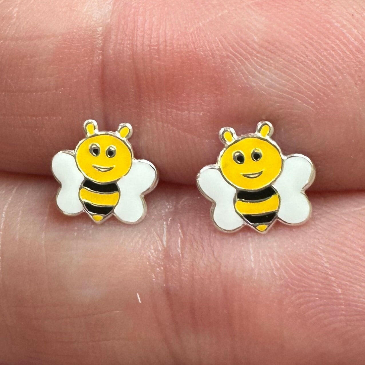 Colourful Bee Silver Ear Stud All Products Crumble and Core   