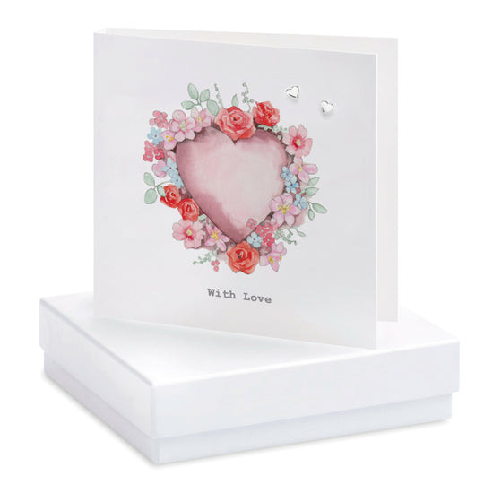 Load image into Gallery viewer, Boxed Love Heart Earring Card Earrings Crumble and Core White  
