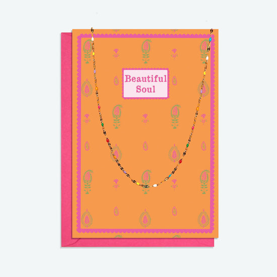 Gold Beaded Necklace and Beautiful Soul Card Gift Set