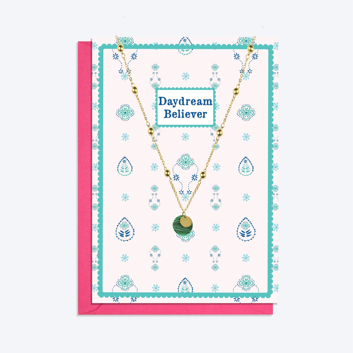 Gold Pendant Necklace and Daydream Believer Card Gift Set