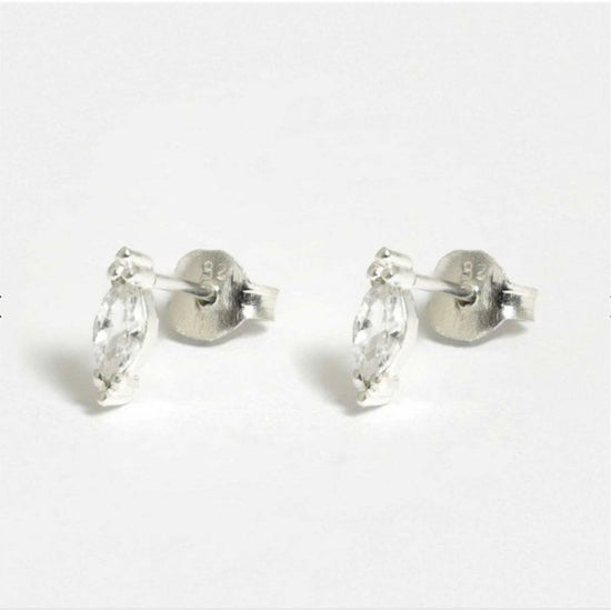 CZ Petal Silver Ear Stud Earrings Crumble and Core   