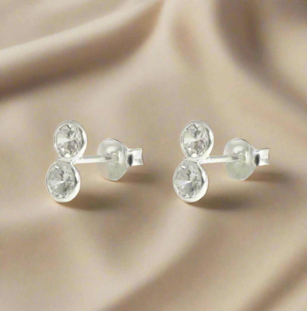 Crystal Silver Stud Earrings - Elegant and Luxurious Jewellery for Any Occasion - Crumble and Core