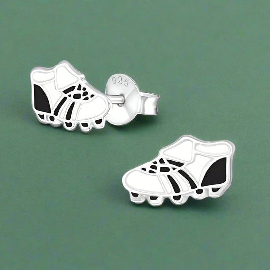 Football Boot Silver Ear Stud Earrings Crumble and Core   