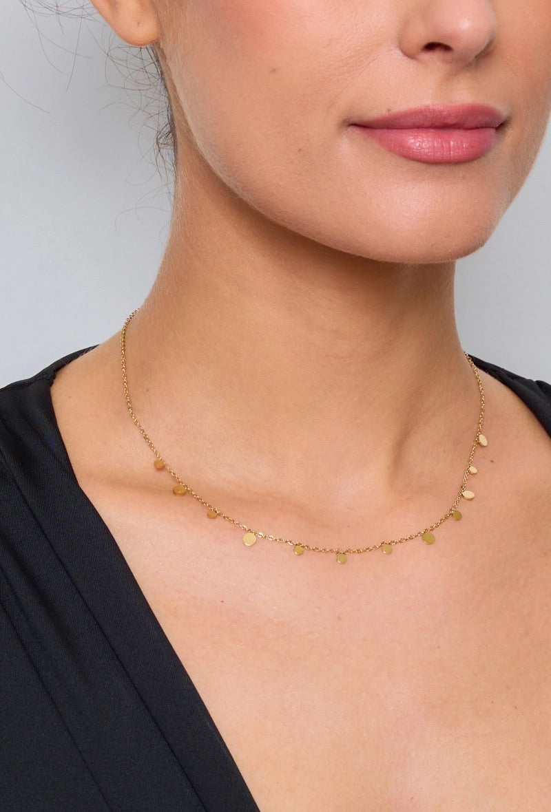 Gold Disc Choker Necklace