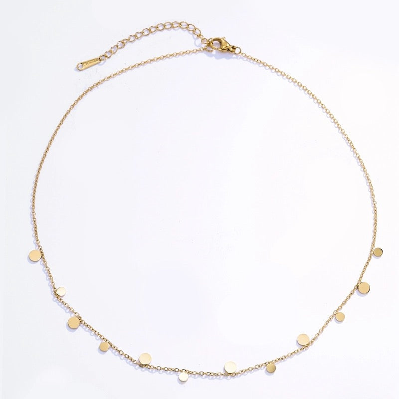 Gold Disc Choker Necklace