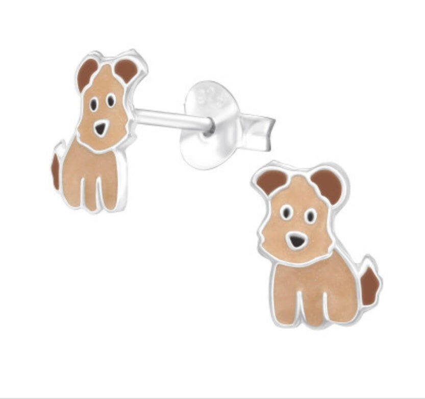 Cute Dog Silver Ear Stud Earrings Crumble and Core   