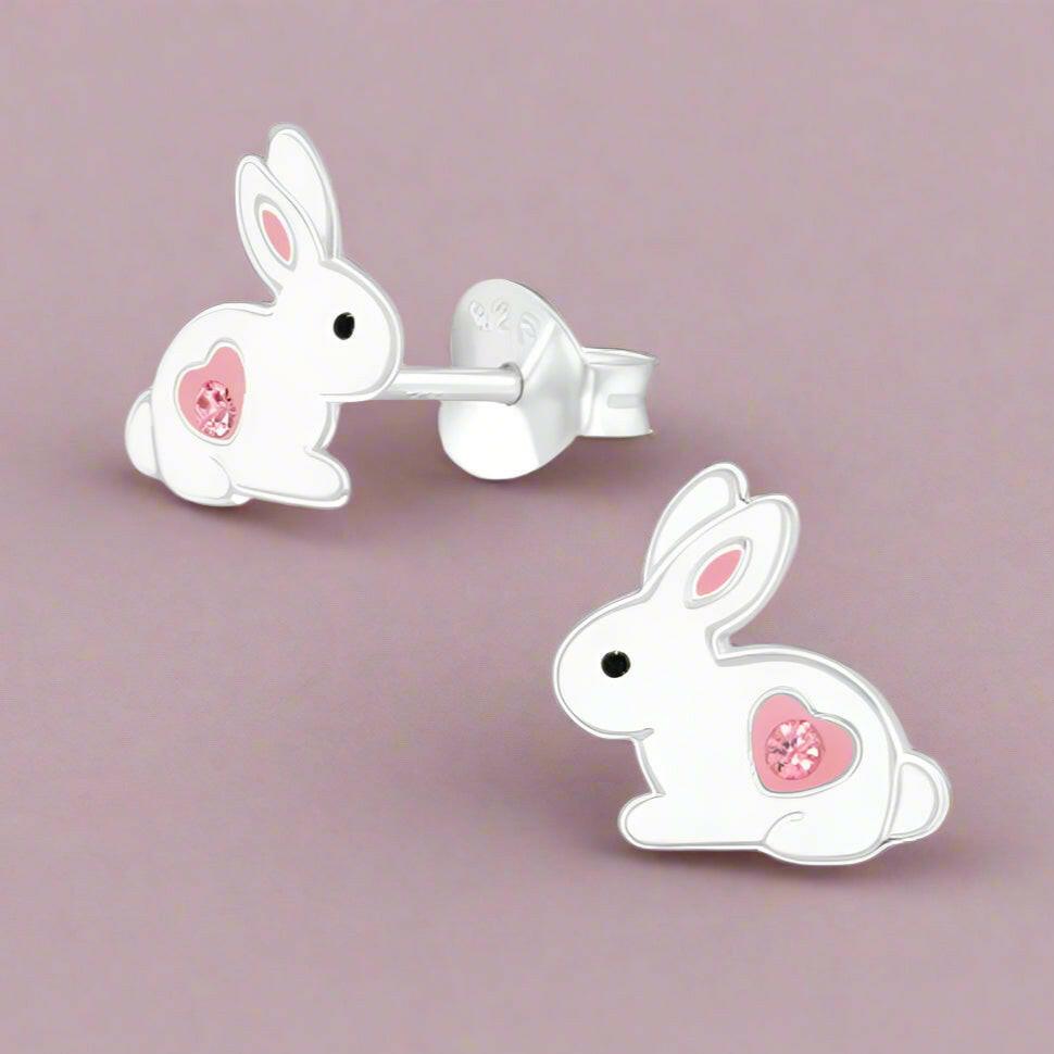 Silver Bunny Stud Earrings - Cute and Stylish Jewellery Jewellery - Crumble and Core
