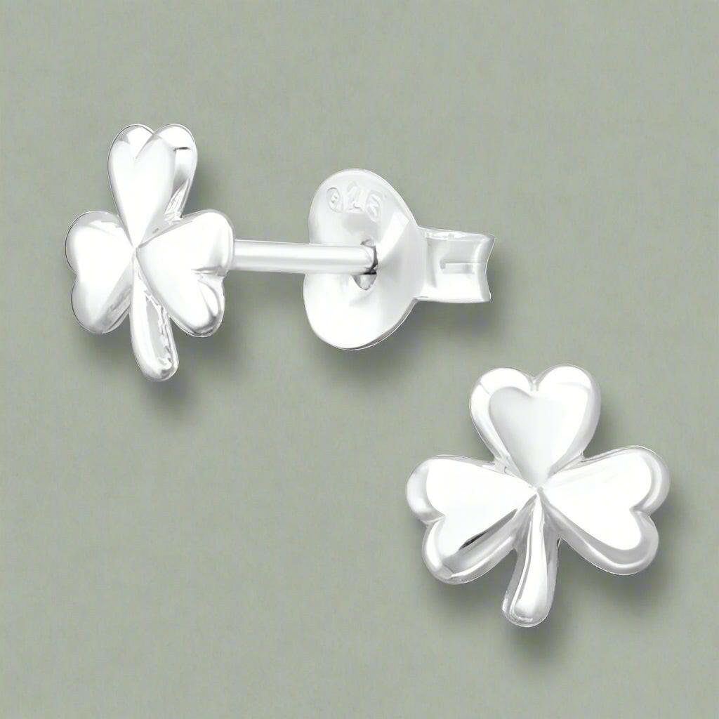 Silver Stud Earrings – Sterling Silver Clover Charm Hypoallergenic Studs Gift - Crumble and Core