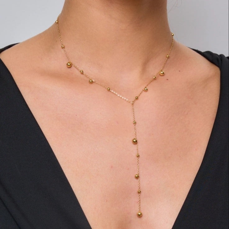 Gold Pendant Lariat Necklace