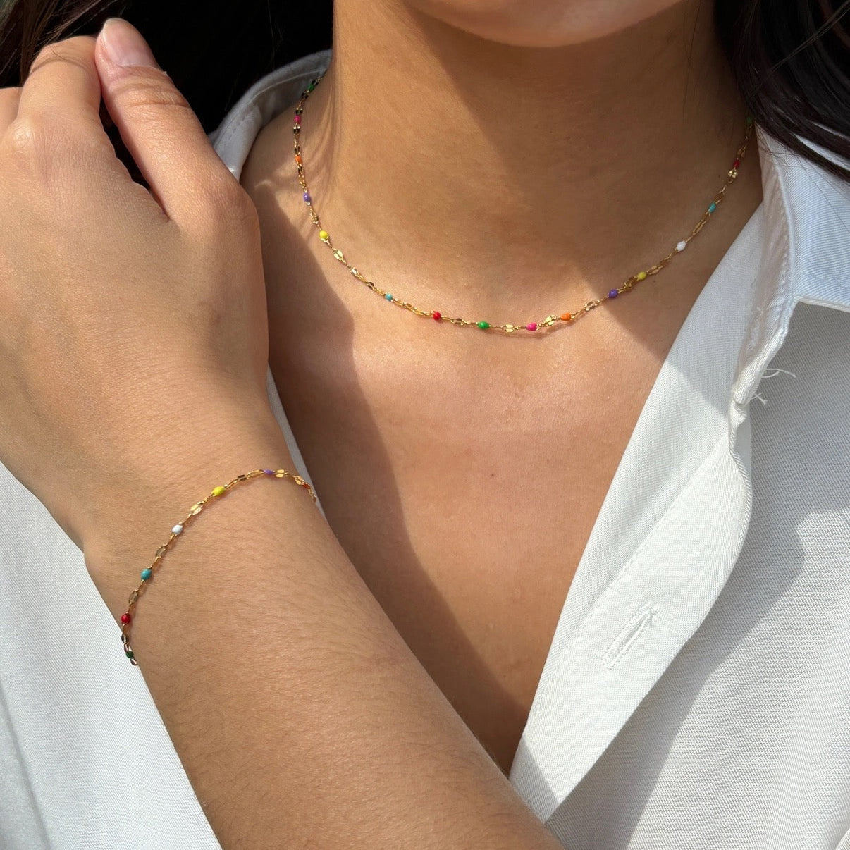GoldMulti Beaded Necklace