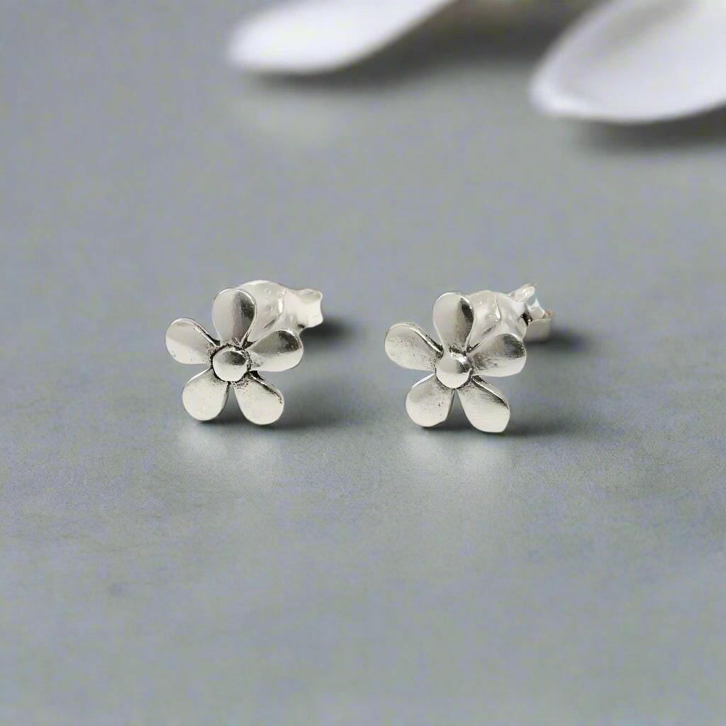 Silver Stud Earrings – Floral 925 Sterling Silver Hypoallergenic Lightweight Gift - Crumble and Core