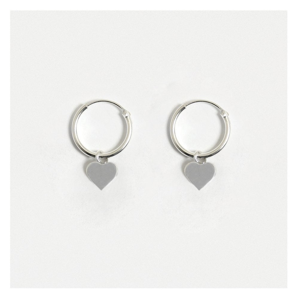 Heart Huggie Hoop Silver Earrings