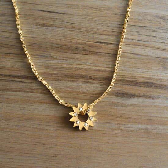 Gold Sun Pendant Necklace and Love and Kisses Card Gift Set