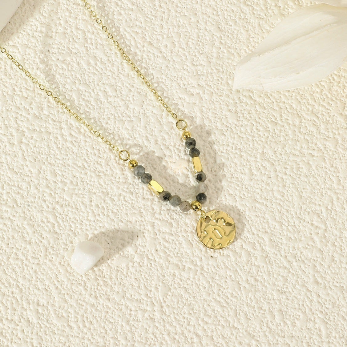 Gold Beaded Pendant Necklace and Soul Sister Card Gift Set