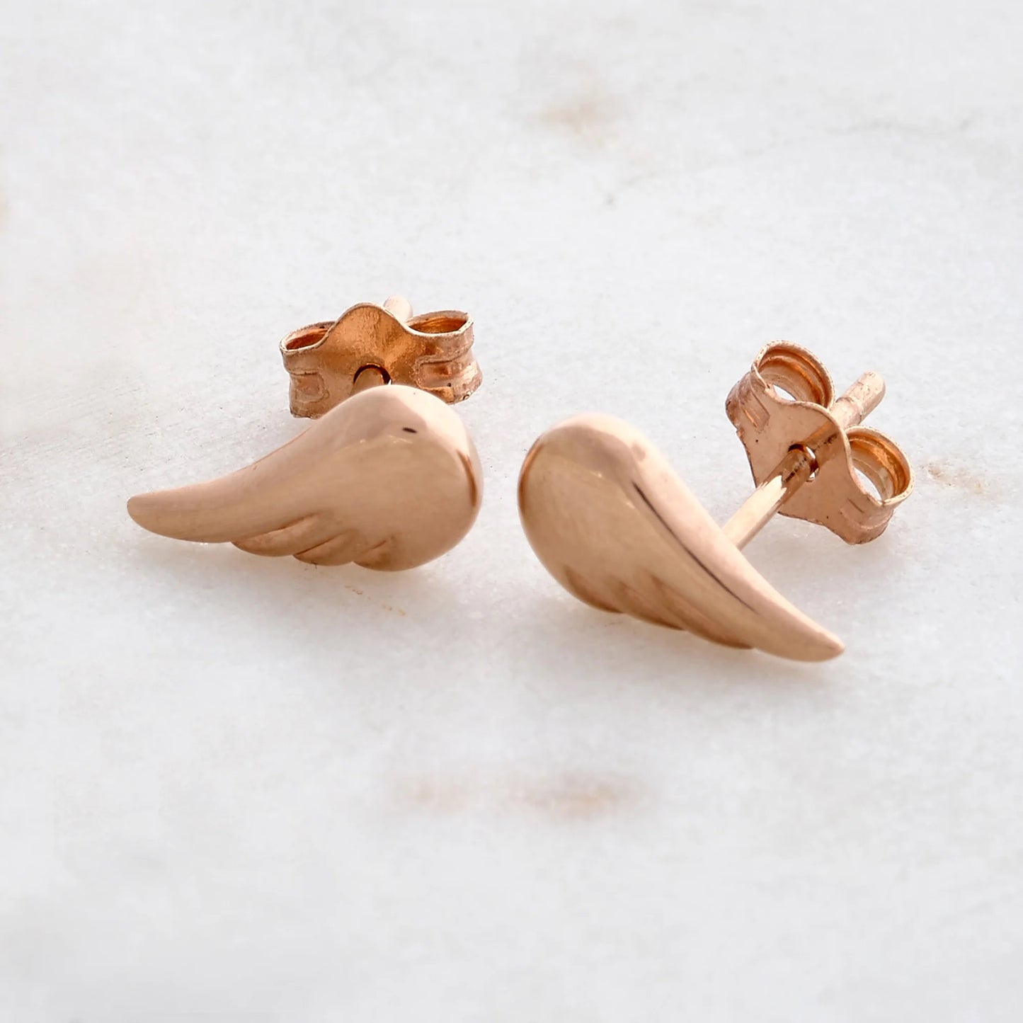 Rose Gold Plated Silver Wings Ear Studs