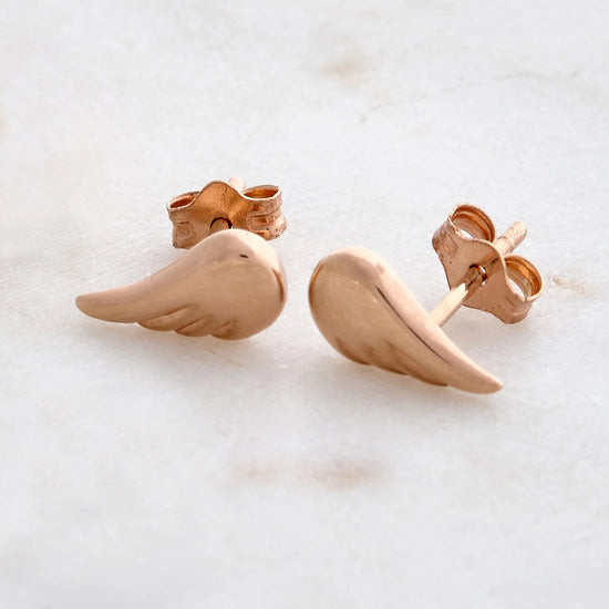 Rose Gold Plated Silver Wings Ear Studs