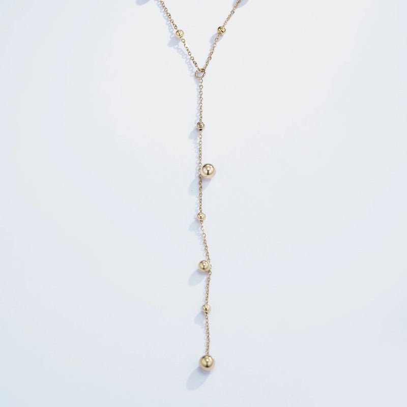 Gold Pendant Lariat Necklace