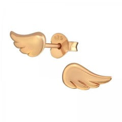 Rose Gold Plated Silver Wings Ear Studs