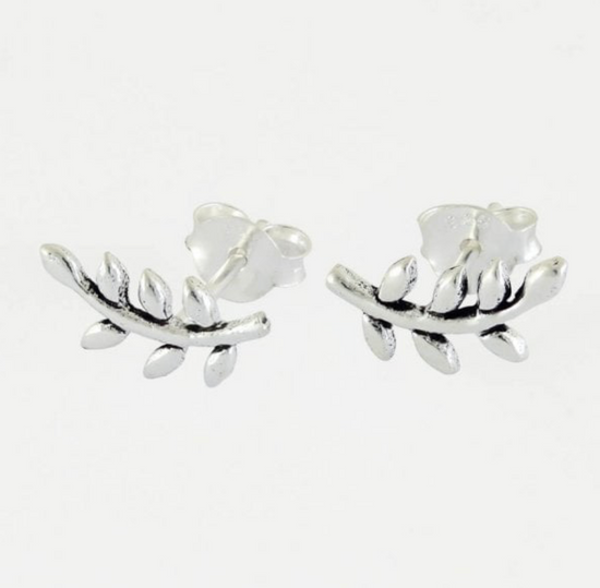 Leaf Silver Ear Studs Earrings Crumble and Core   