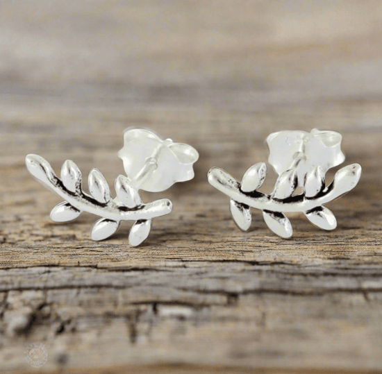 Silver Stud Earrings – Lightweight Hypoallergenic Leaf Design Sterling Jewelry - Crumble and Core