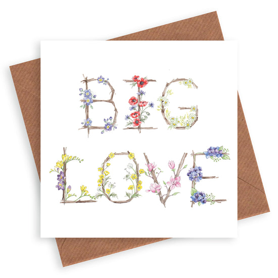 Sending Love Card - Just to Say - Thinking of You - Floral Letter Alphabet Design Card Big Love