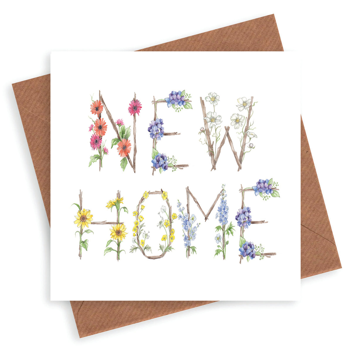 Floral Alphabet New Home Card - Perfect Housewarming Gift