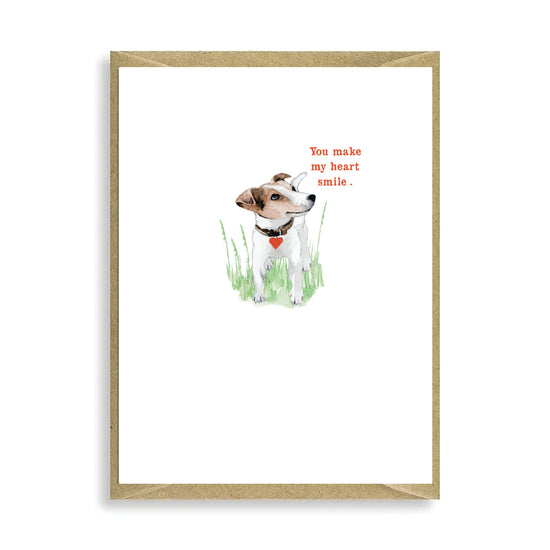 You Make My Heart Smile Mini Card Cute Dog - Gorgeous Animal Greeting Card for Dog Lovers With Loving Words