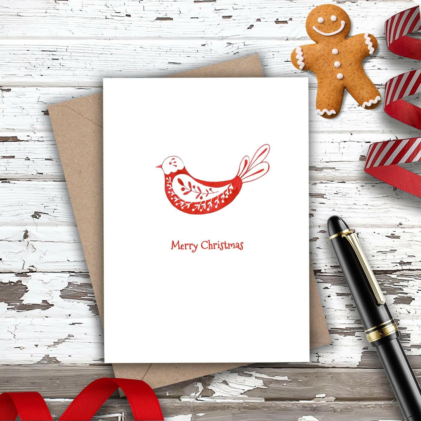 Christmas Nordic Bird Mini Card