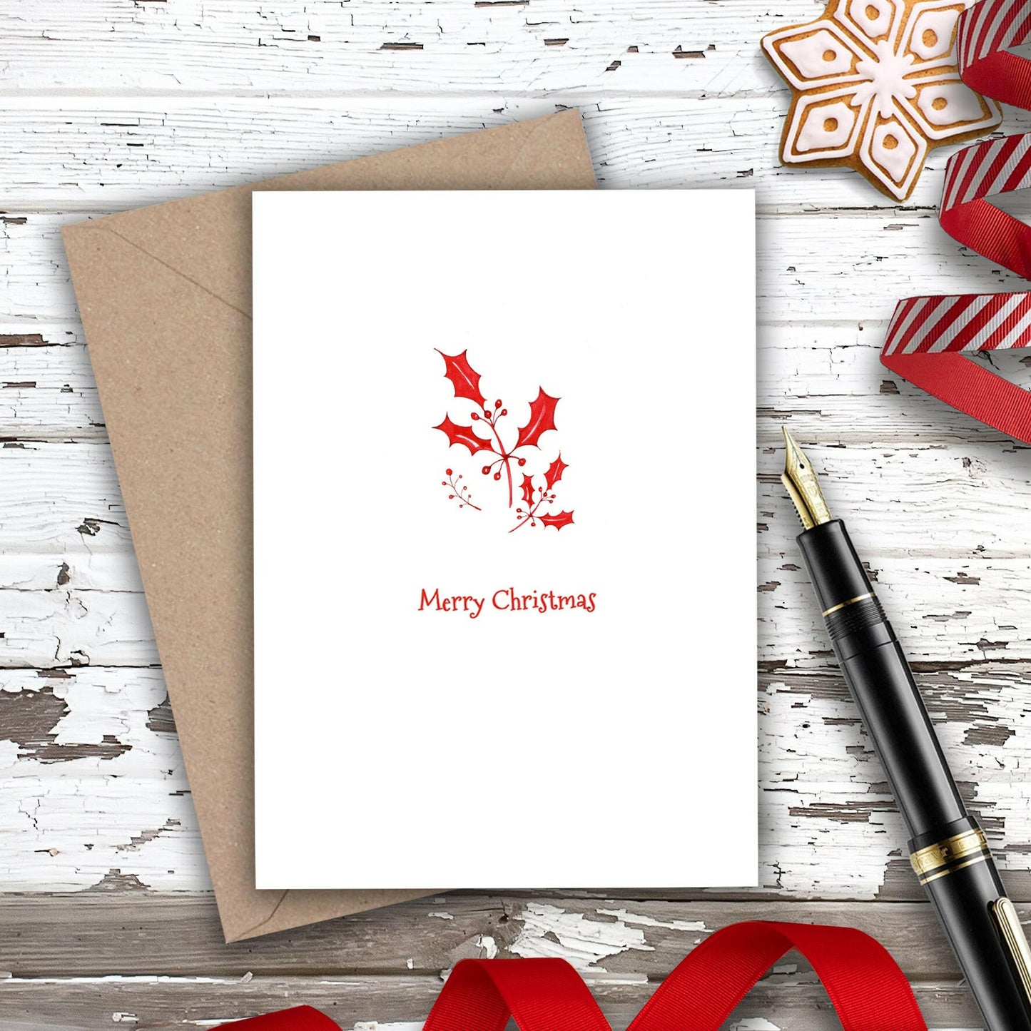 Christmas Nordic Holly Mini Card