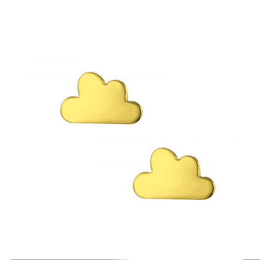 Gold Plated Cloud Stud Earrings on Crumble Babe Here For You -Boxed Gift