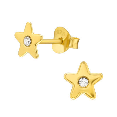 Gold Plated Star & CZ Stud Earrings on Crumble Babe Thank You-Boxed Gift