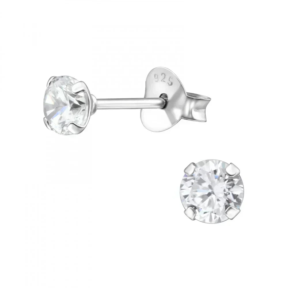 Sterling Silver Studs -  Stud Earrings – Crystal Birthday Gift with Gift Box & 80th Card