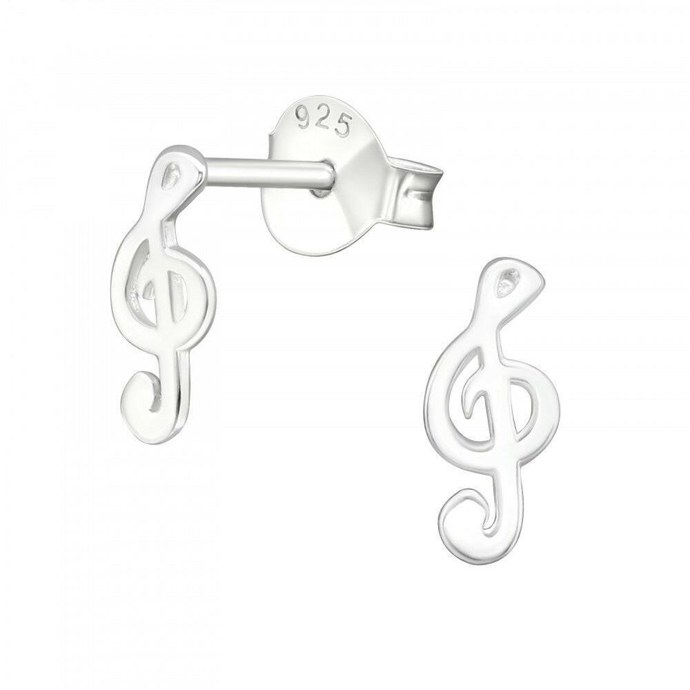 Sterling Silver Treble Clef Earrings - Perfect Gift for Music Lovers Boxed Card Included - Crumble and Core