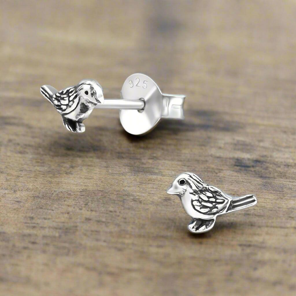 Cute Silver Bird Stud Earrings - Perfect for Any Occasion - Crumble and Core