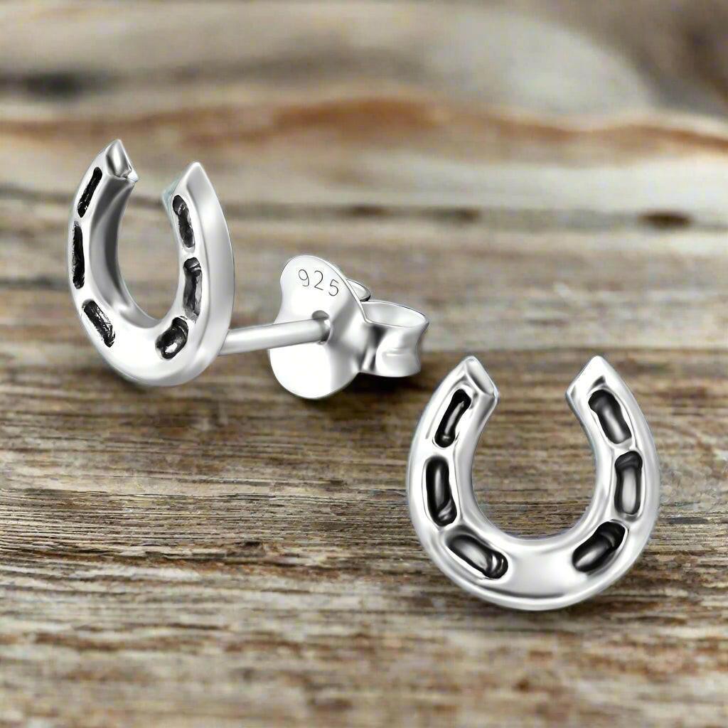 Sterling Silver Four Leaf Clover Stud Earrings - Good Luck Gift with Box