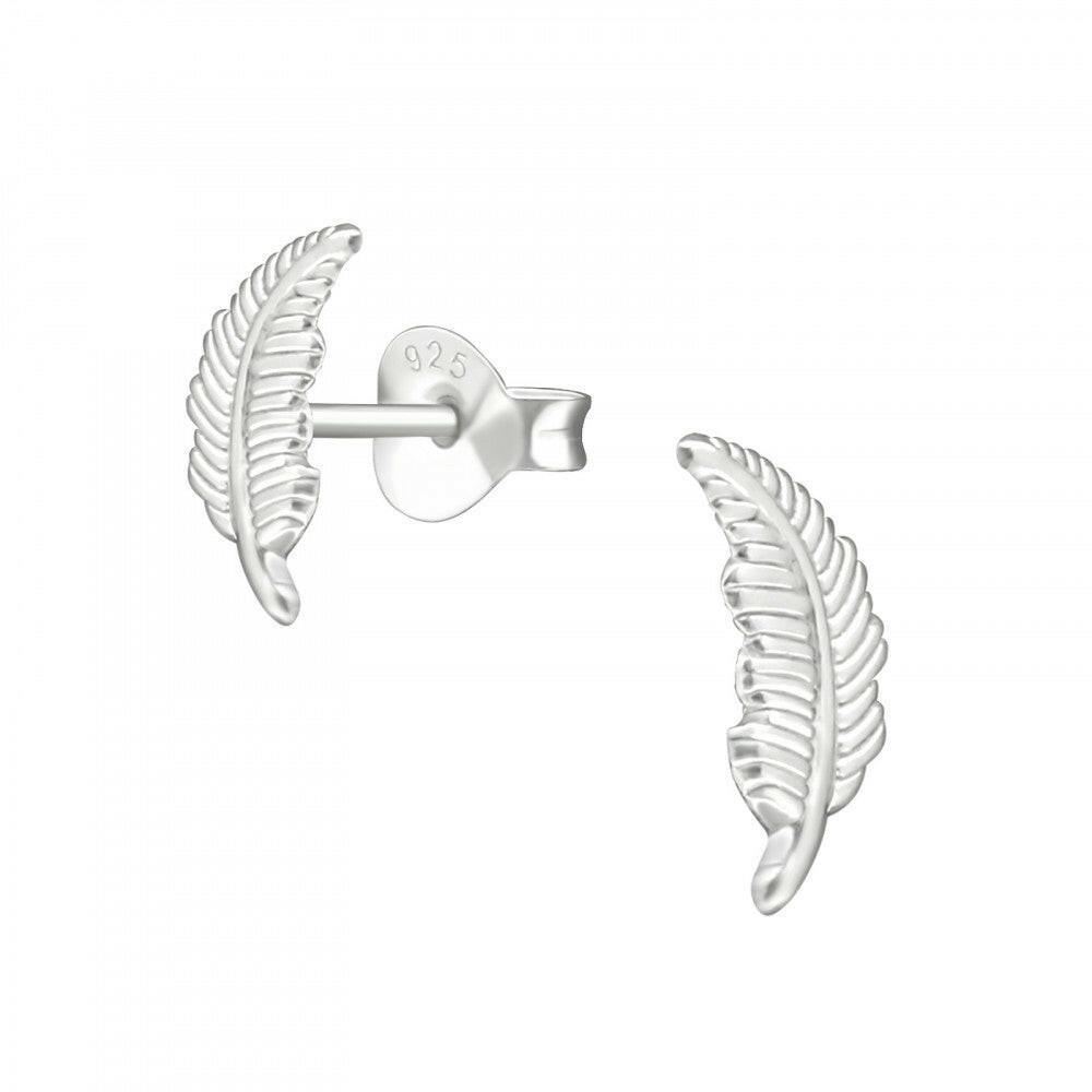 Sterling Silver Feathers Stud Earrings - Boxed and Unique Elegant Sympathy Gift