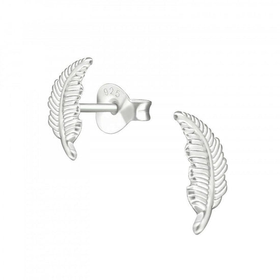 Load image into Gallery viewer, Sterling Silver Feathers Stud Earrings - Boxed and Unique Elegant Sympathy Gift
