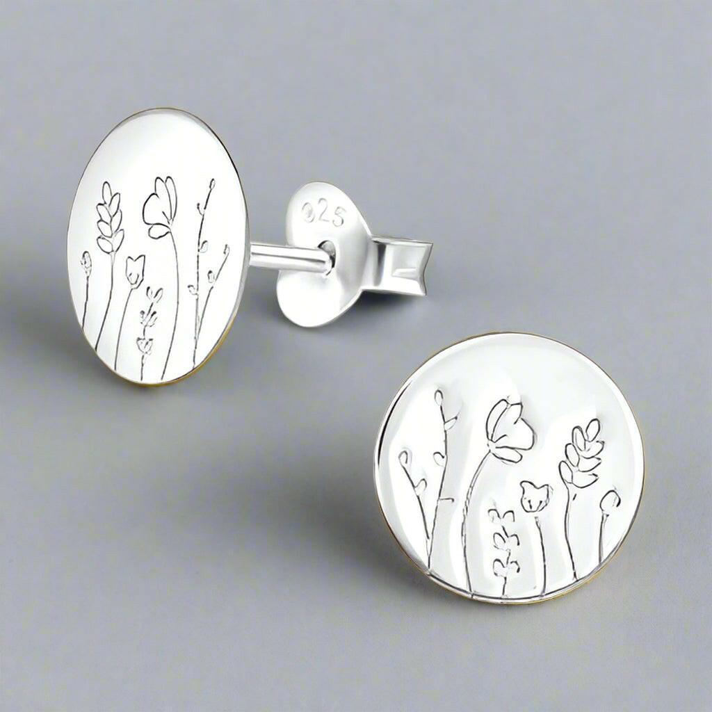Silver Flower Earrings – Hypoallergenic Sterling Silver Studs | Lightweight Gift - Crumble and Core
