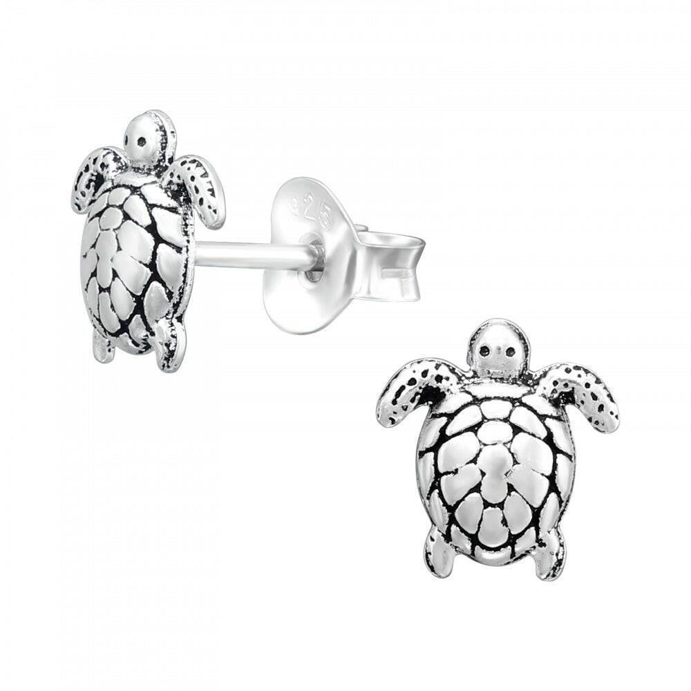 Silver Turtle Stud Earrings - Minimalist Ocean-inspired Jewellery