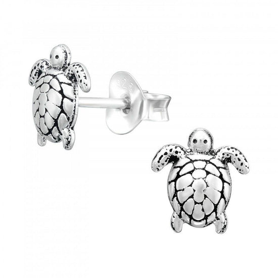 Silver Turtle Stud Earrings - Minimalist Ocean-inspired Jewellery