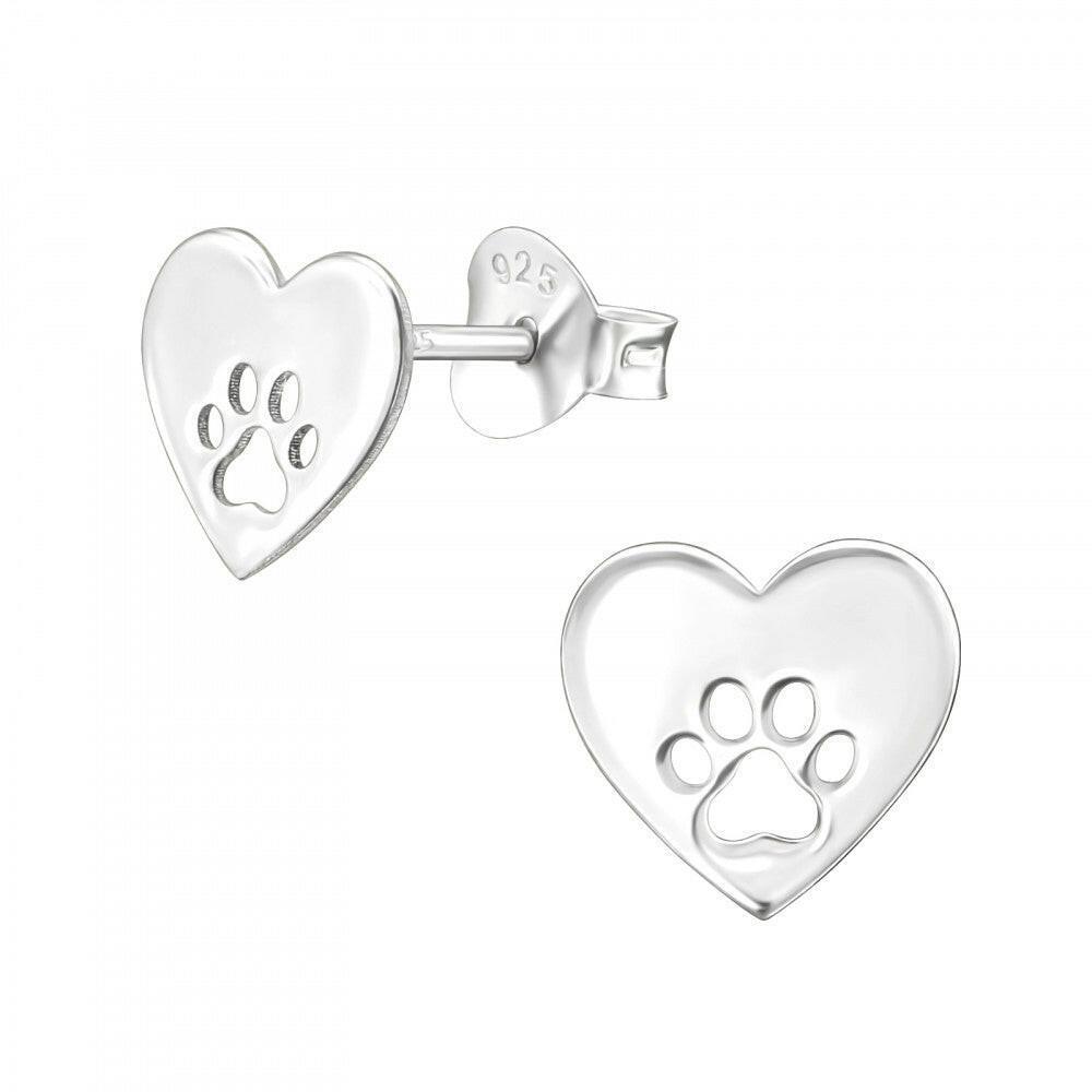 Sterling Silver Dog Paw Stud Earrings on Card  Ideal Gift for Dog Lovers
