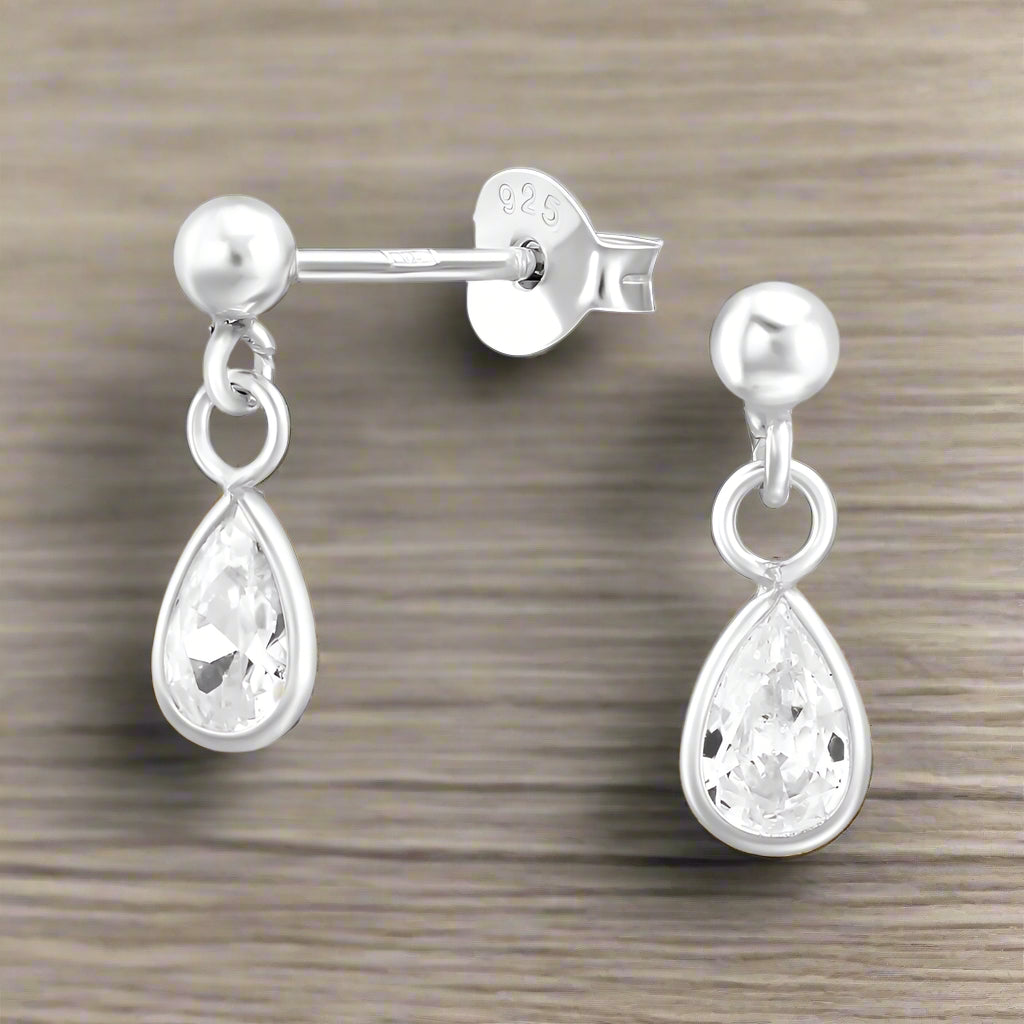 Cubic Zirconia  Silver Dangle Earring Studs - Elegant  Chic Jewellery