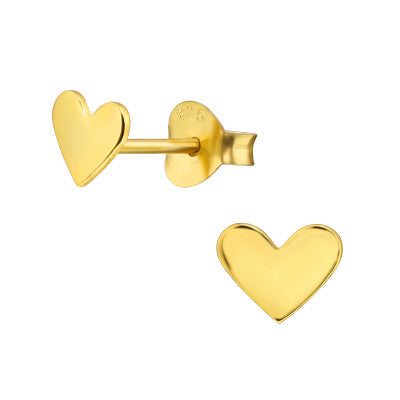 Gold Plated Sterling Silver Heart Studs