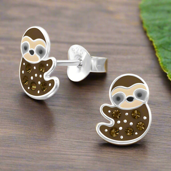 Silver Sloth Earring Stud - Cute Animal Jewellery for Women - Thoughtful Gift Idea