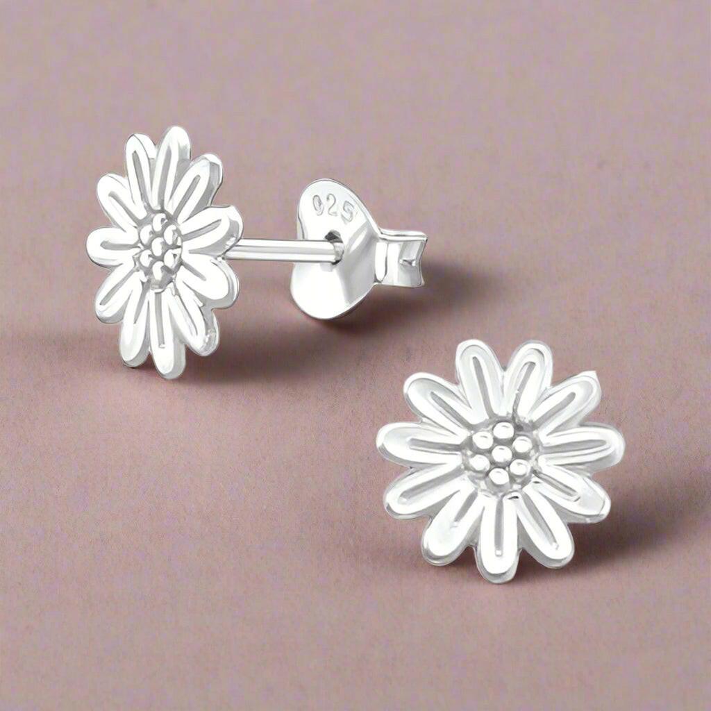 Silver Stud Earrings – Lightweight Hypoallergenic Floral Design Sterling Silver Studs - Crumble and Core